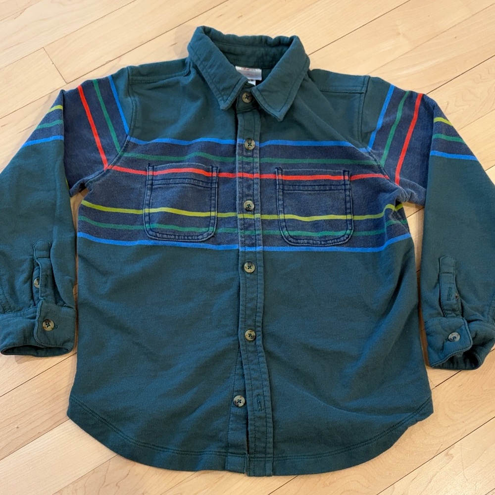 Kids Green Striped Shirt